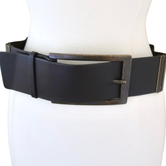 SUZI ROHER wide Brown leather belt sz L big buckle main image 4